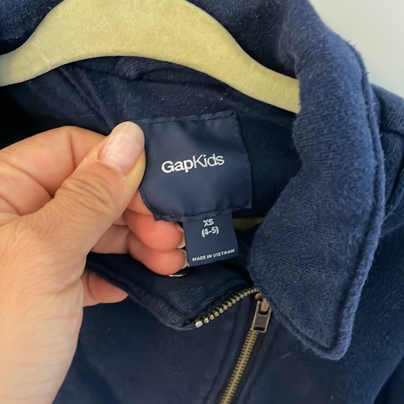 Gap sweatshirt cotton fleece navy moto jacket, size XS (4-5) - Picture 3 of 5
